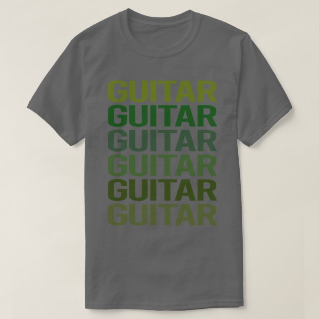 Green Text Guitar Guitarist  T-Shirt (Design Front)