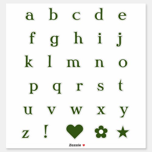 Green Text Letters  Monogram Alphabet Stickers