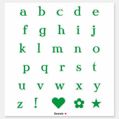 Green Text Letters  Monogram Alphabet Stickers