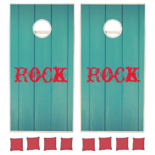 Green Text Rock Design    Zazzle_Growshop. Cornhole Set