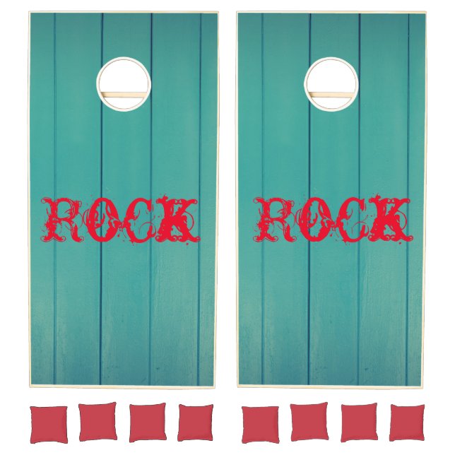 Green Text Rock Design  | Zazzle_Growshop. Cornhole Set (Set)