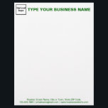 Green Texts on Header and Footer of Business Letterhead<br><div class="desc">Letterhead that you can customize to put your business name to advertise your business or to promote your brand name to customers or clients. Customizable office supply that you can use to build brand name awareness. Font color is green. Contents are your business logo and business or company name on...</div>