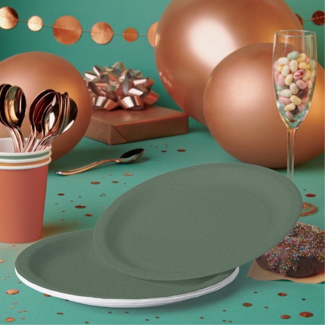 Green Texture 9 Inch Round Party Paper Plate (Multi)