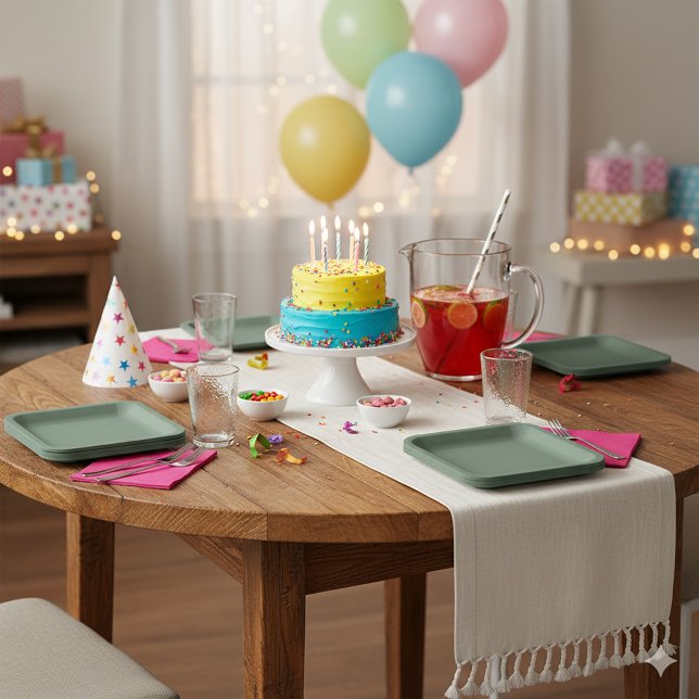 Green Textured 9" Square Paper Plate for Events (Creator Uploaded)