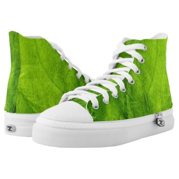 Green Textured High-Top Sneakers