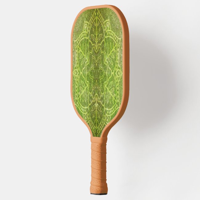 Green textured mandala flower pickleball paddle