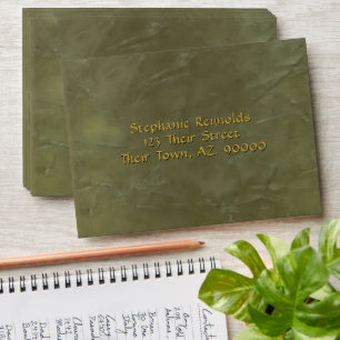 Green Textured Marble Gold Envelope – Luxury