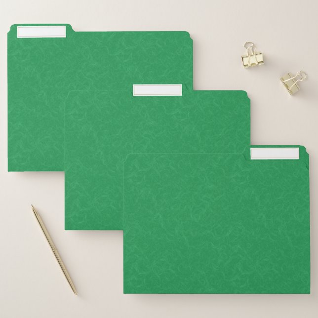 Green textured surface with  swirling pattern file folder (Set)