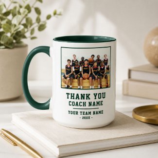 Green Thank you Coach Team Name Photo