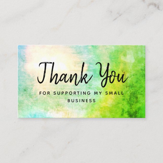 Green Thank You For Supporting My Small Business Card (Front)