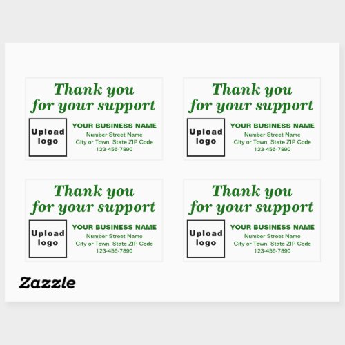 Green Thank You For Your Support on White Rectangular Sticker