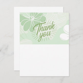 Green Thank You Note - Flat - Blank One Side