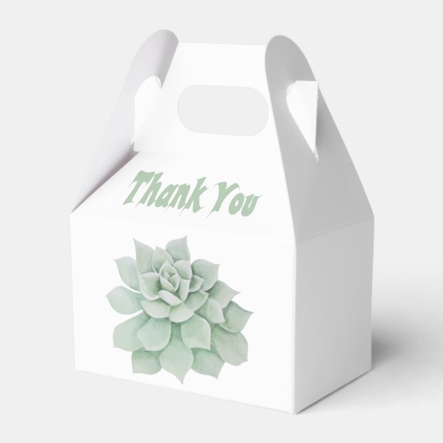 Green Thank You Succulent Cactus Party Wedding Favor Boxes (Front Side)