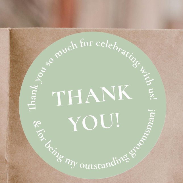 Green Thank You Wedding Favor Sticker (Creator Uploaded)