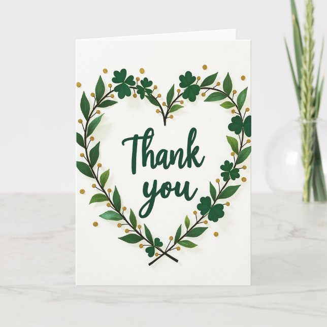 Green Thank You Wreath Card (Front)