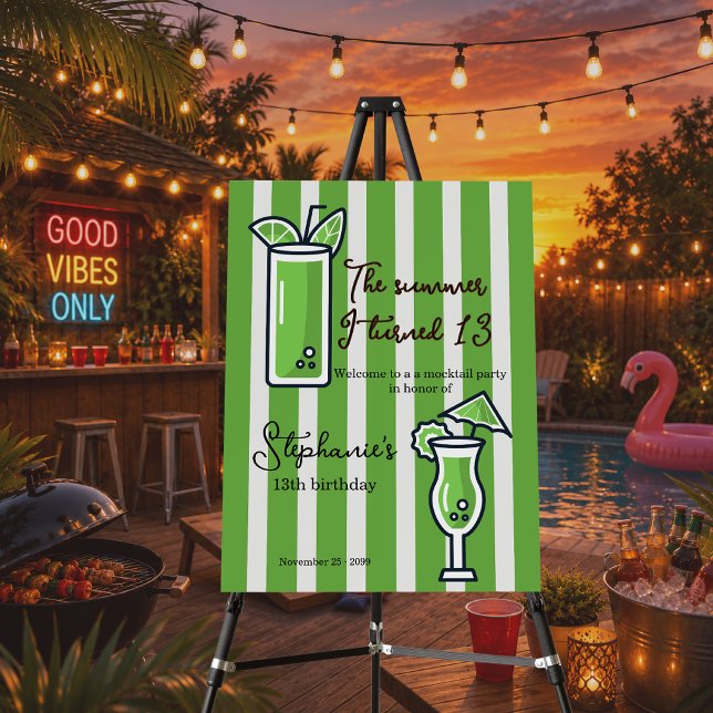 Green The Summer I Turned 13 Mocktail Birthday Foam Board (Creator Uploaded)