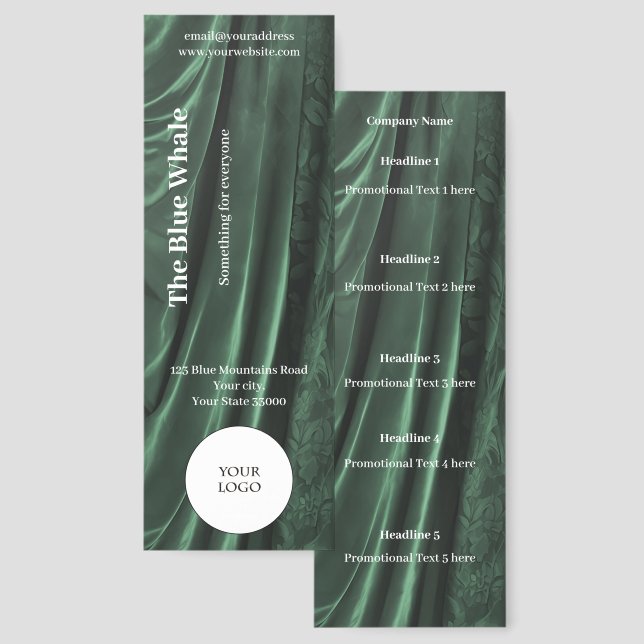 Green Theater Curtains | Marketing Tool Bookmarks (Front & Back)
