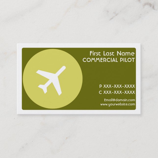 Green theme pilot simple business cards (Front)