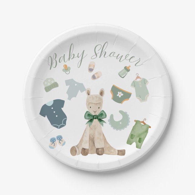 Green Themed Baby Shower  Paper Plates (Front)