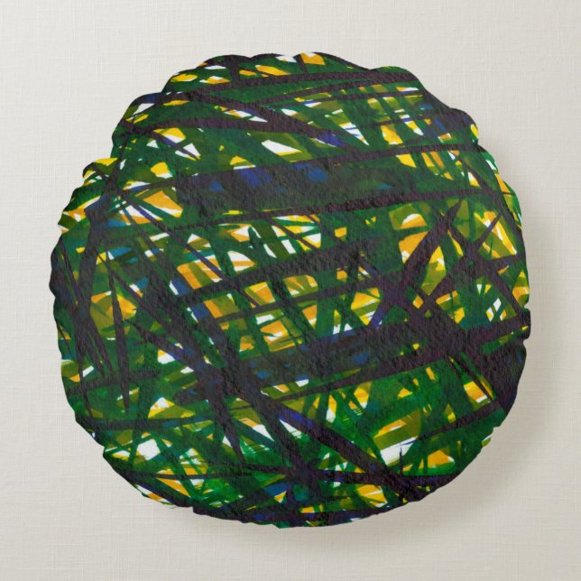 Green Thicket II Round Pillow (Front)