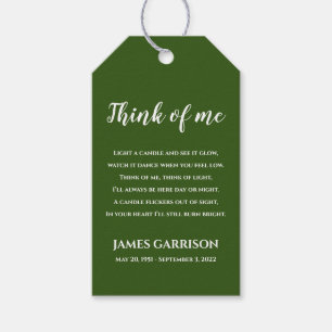 Green Think Of Me Celebration of Life Candle Gift Tags