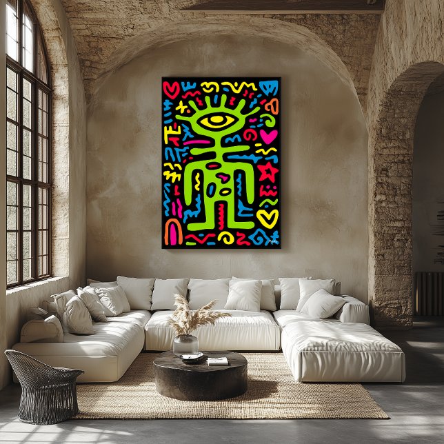 Green Third Eye Alien – Funky Neon Pop Art Wall Poster (Creator Uploaded)
