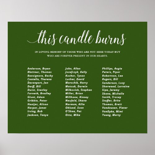 Green This Candle Burns Class Reunion Memorial Poster