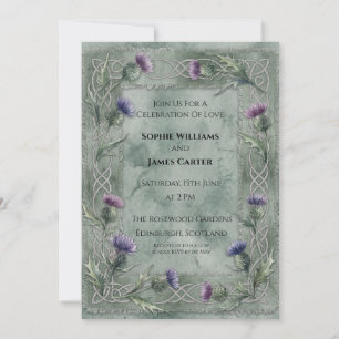 Green Thistle Wedding Invitation