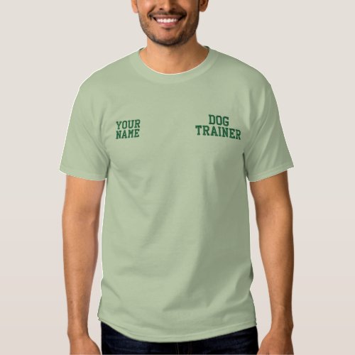 Green Thread Dog Training Business Custom Embroidered T_Shirt