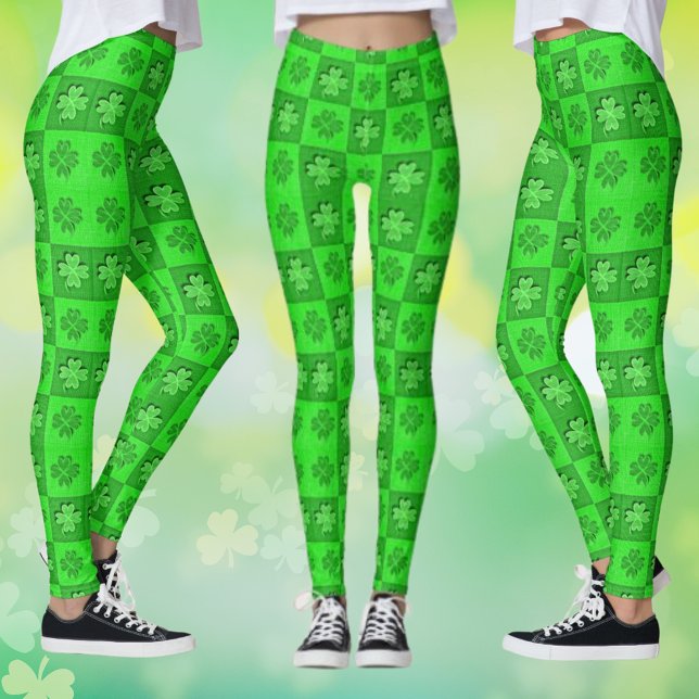 Green Three Leaf Clover Shamrock Pattern Leggings (Green Three Leaf Clover Shamrock Pattern Leggings)