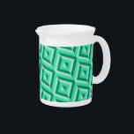 Green Three-Tone Diamond Pattern Beverage Pitcher<br><div class="desc">Use this Green Three-Tone Diamond Pattern Beverage Pitcher during your teatime. It features a geometric diamond pattern in three shades of green. Give your teatime an extra pop of color.</div>