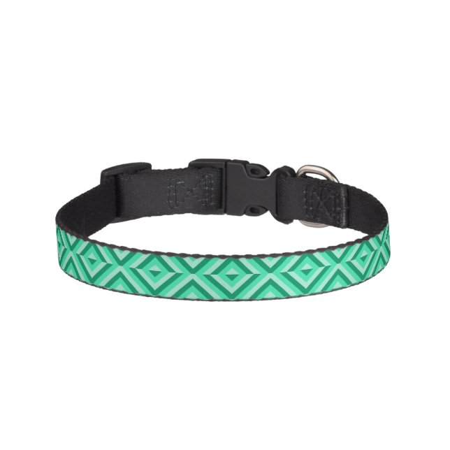 Green Three-Tone Diamond Pattern Pet Collar (Front)