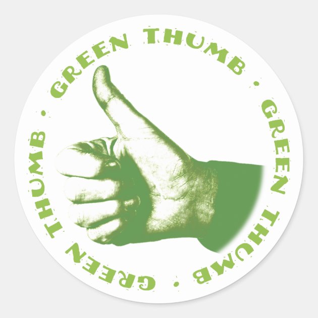 Green Thumb Classic Round Sticker | Zazzle