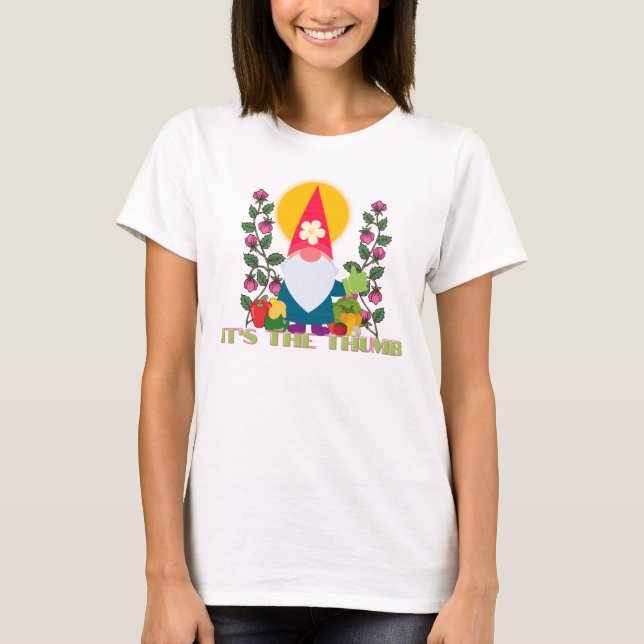 Green Thumb Garden Gnome T-Shirt (Front)
