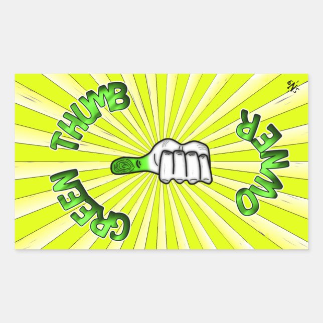 Green thumb (gardening) rectangular sticker (Front)