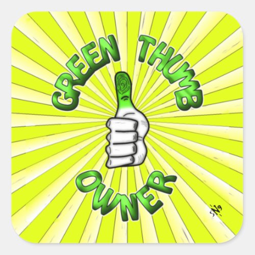 Green thumb gardening  square sticker