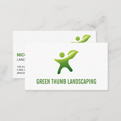 Green Thumb Leaf Logo Business Card