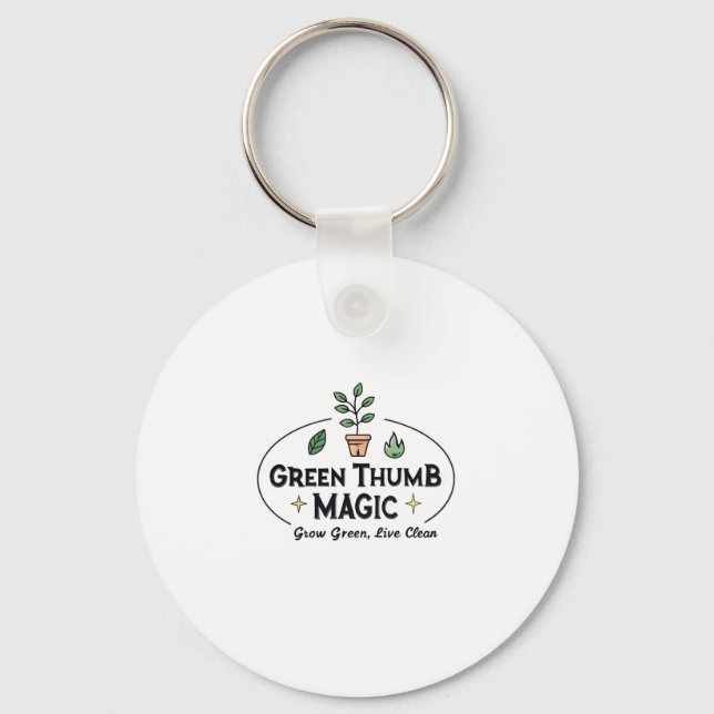 Green Thumb Magic | Urban Gardening T-Shirt Keychain (Front)