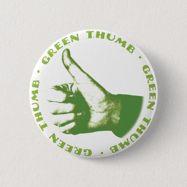 Green Thumb Pinback Button (Front)