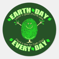Green Thumb Print Environment  Earth Day Sticker