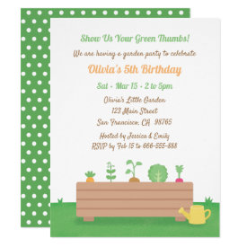 Green Thumbs Planter Box Kids Birthday Party Invitation