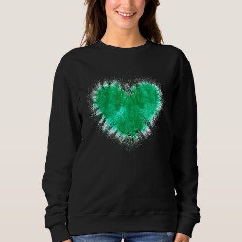 Green Tie Dye Hear Valentine St Patricks Day Women Sweatshirt