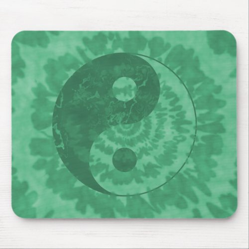 Green Tie Dye Yin Yang Symbol Mousepad