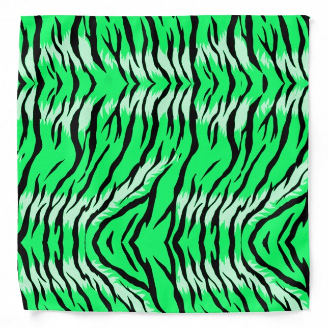 Green Tiger Animal Skin Pattern Design  Bandana (Front)