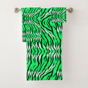 Green Tiger Animal Skin Pattern Design Bath Towel Set