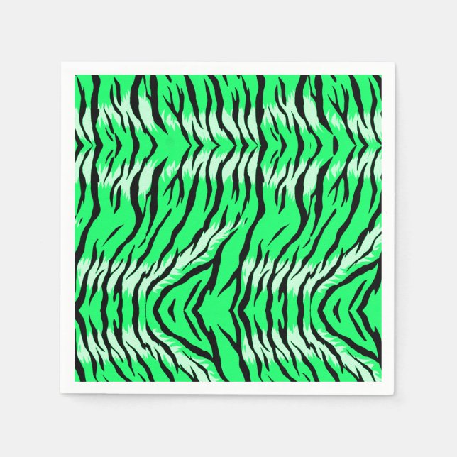 Green Tiger Animal Skin Pattern Design  Napkins (Front)