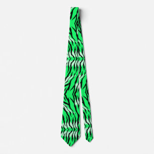 Green Tiger Animal Skin Pattern Design Neck Tie