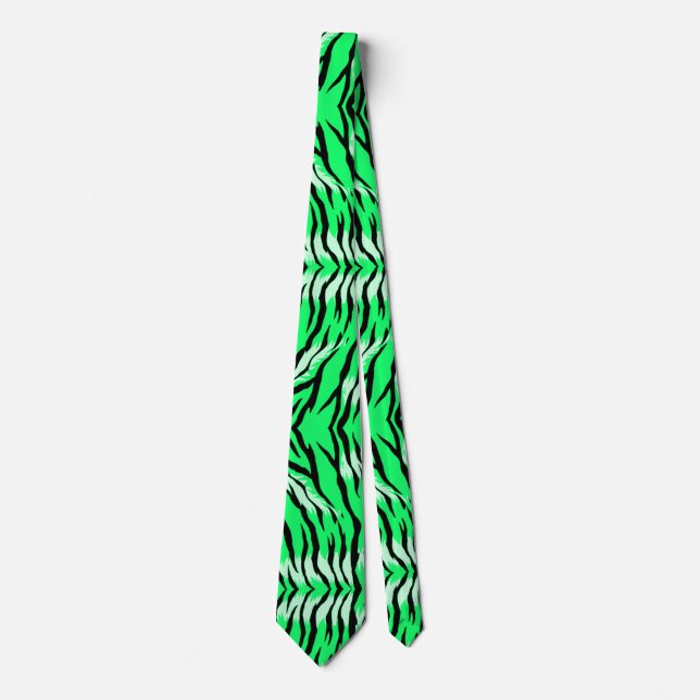 Green Tiger Animal Skin Pattern Design  Neck Tie (Front)