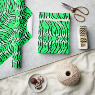 Green Tiger Animal Skin Pattern Design Wrapping Paper