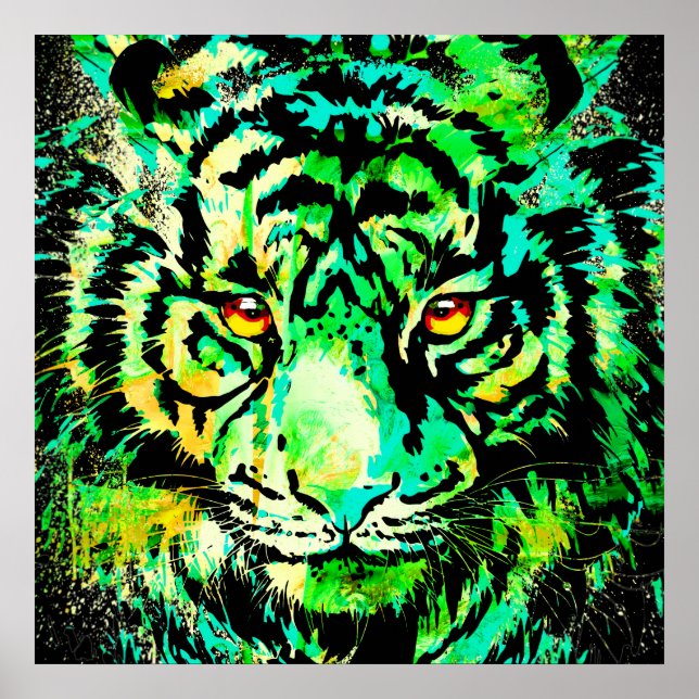 Green Tiger Head — Big Cat Tiger Poster Square (Front)